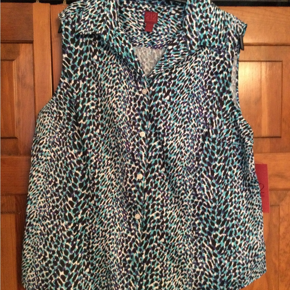 NWT Animal Print Sleeveless Stretch Shirt, size XL